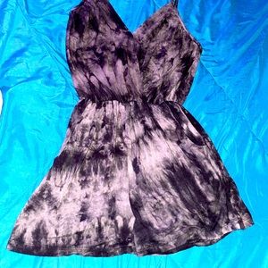Dark Black & Grey Tie Dye Romper